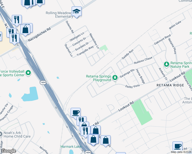 map of restaurants, bars, coffee shops, grocery stores, and more near 7611 Derby Run in Selma