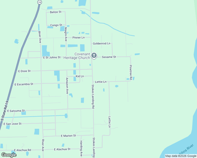 map of restaurants, bars, coffee shops, grocery stores, and more near 104 Pinetree Road in Palatka