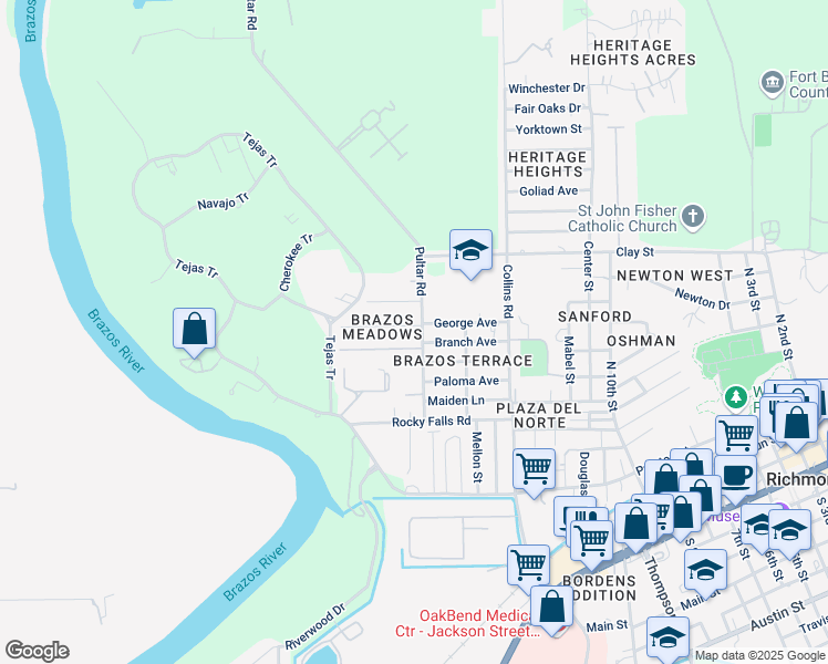 map of restaurants, bars, coffee shops, grocery stores, and more near 1910 George Avenue in Richmond