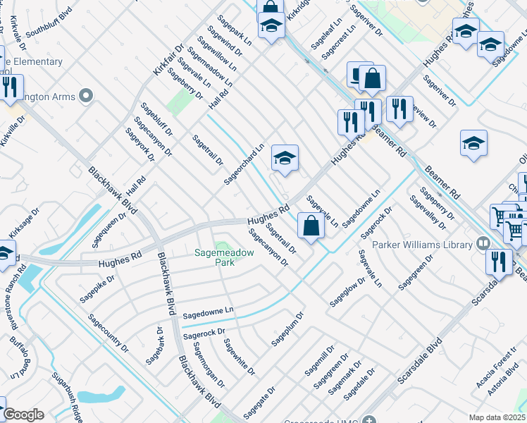map of restaurants, bars, coffee shops, grocery stores, and more near 11119 Sagetrail Drive in Houston