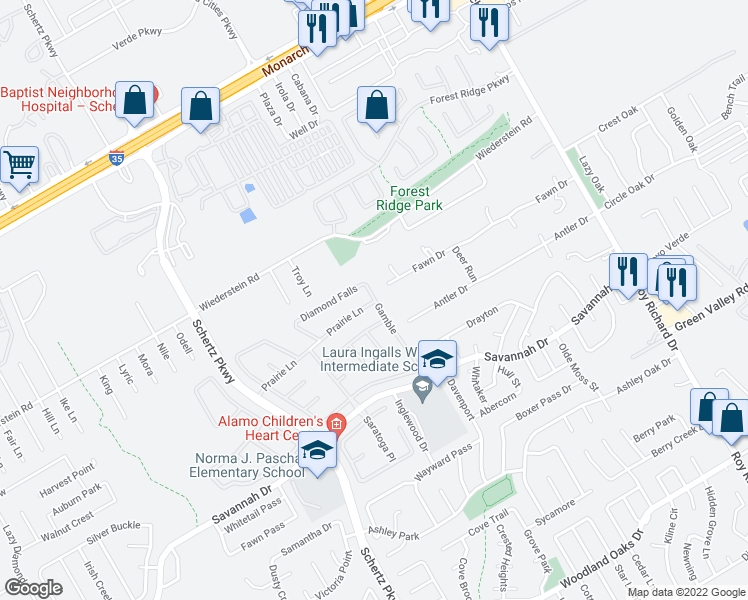 map of restaurants, bars, coffee shops, grocery stores, and more near 9375 Corporate Drive in Selma