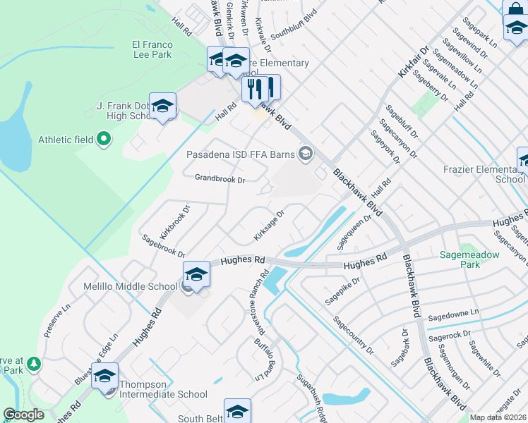 map of restaurants, bars, coffee shops, grocery stores, and more near 8626 Riverbend Canyon Lane in Houston