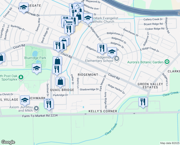 map of restaurants, bars, coffee shops, grocery stores, and more near in Houston
