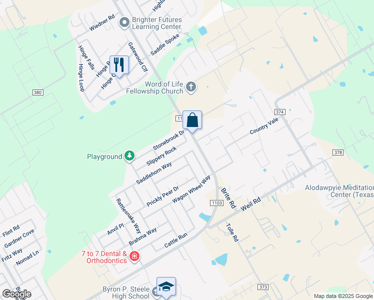 map of restaurants, bars, coffee shops, grocery stores, and more near 616 Saddlehorn Way in Cibolo