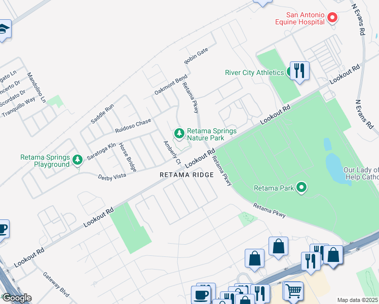 map of restaurants, bars, coffee shops, grocery stores, and more near 8222 Derby Vista in Selma
