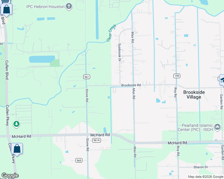 map of restaurants, bars, coffee shops, grocery stores, and more near 4910 Brookside Road in Pearland