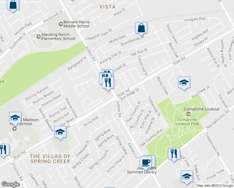 map of restaurants, bars, coffee shops, grocery stores, and more near 15184 Judson Road in San Antonio