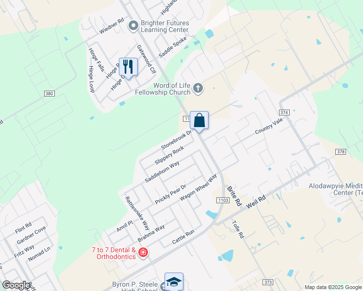 map of restaurants, bars, coffee shops, grocery stores, and more near 540 Slippery Rock in Cibolo