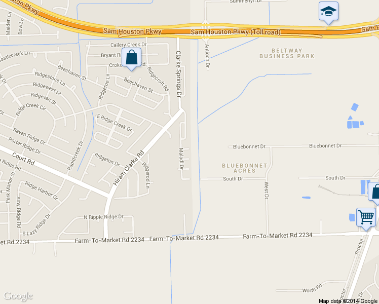 map of restaurants, bars, coffee shops, grocery stores, and more near 4503 Blue Bonnet in Houston