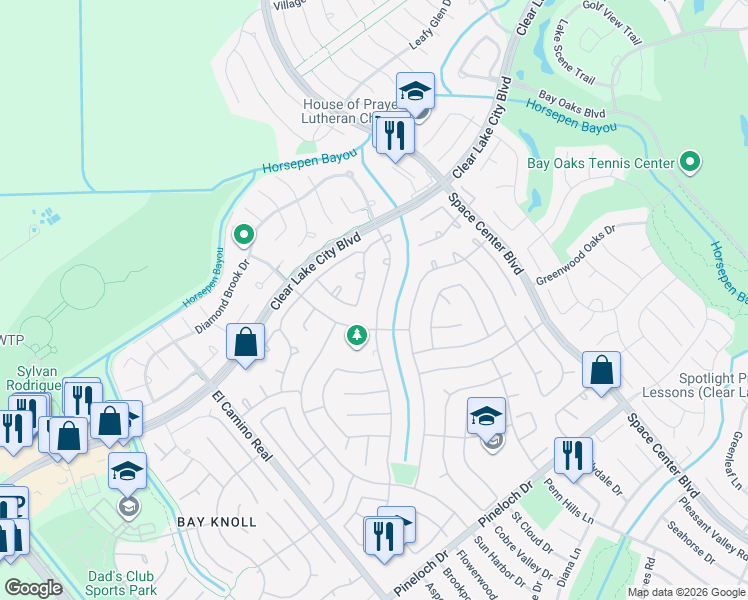 map of restaurants, bars, coffee shops, grocery stores, and more near 1622 Mabry Mill Road in Houston