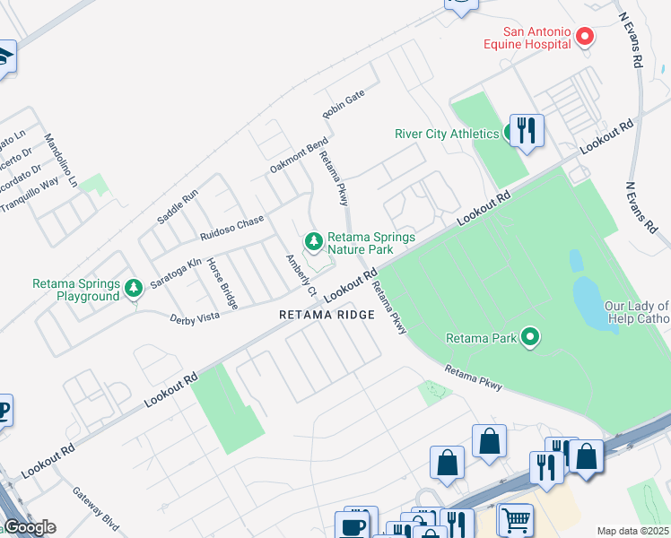 map of restaurants, bars, coffee shops, grocery stores, and more near 8222 Derby Vista in Selma
