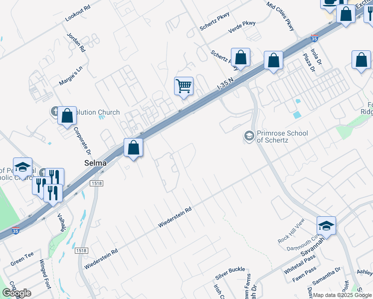 map of restaurants, bars, coffee shops, grocery stores, and more near 9724 Chelsea Circle in Selma