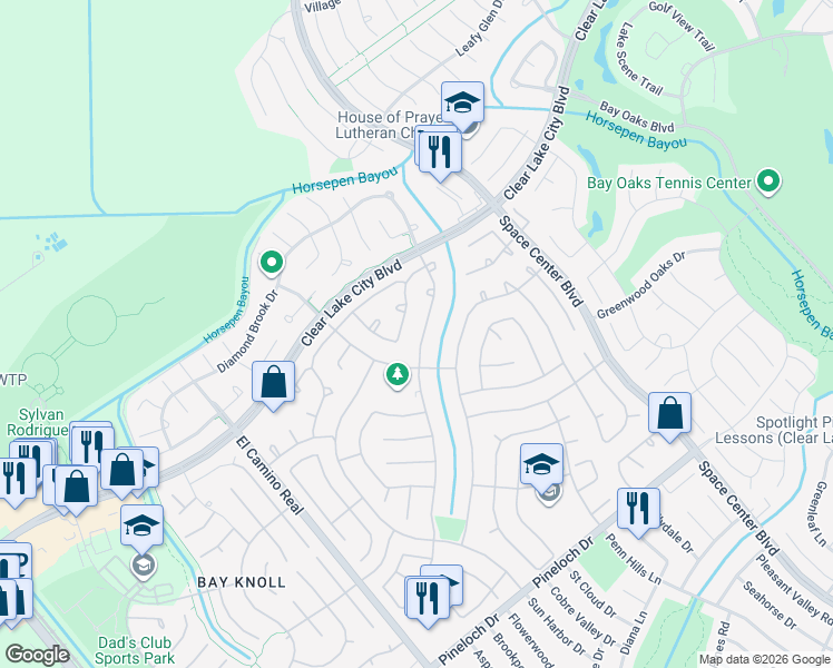 map of restaurants, bars, coffee shops, grocery stores, and more near 1622 Mabry Mill Road in Houston