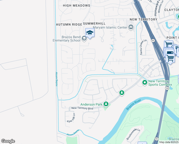 map of restaurants, bars, coffee shops, grocery stores, and more near 4410 Innsbrook Place in Sugar Land
