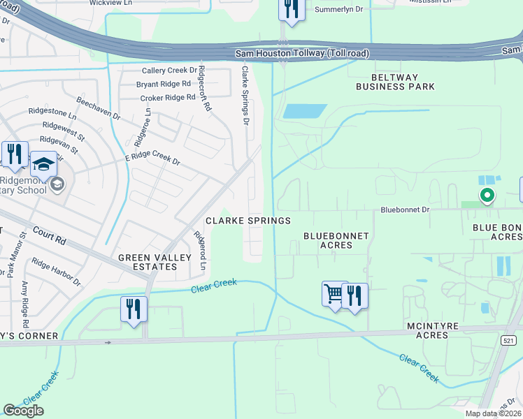 map of restaurants, bars, coffee shops, grocery stores, and more near 4503 Blue Bonnet in Houston