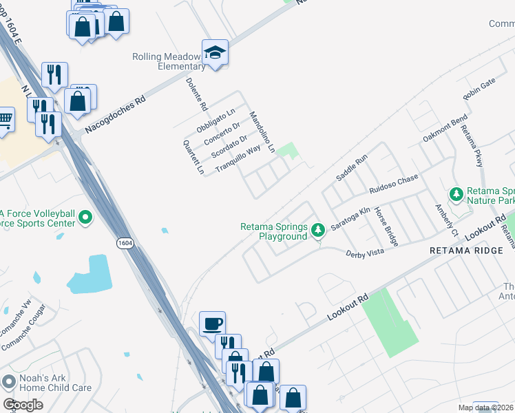 map of restaurants, bars, coffee shops, grocery stores, and more near 7611 Derby Run in Selma