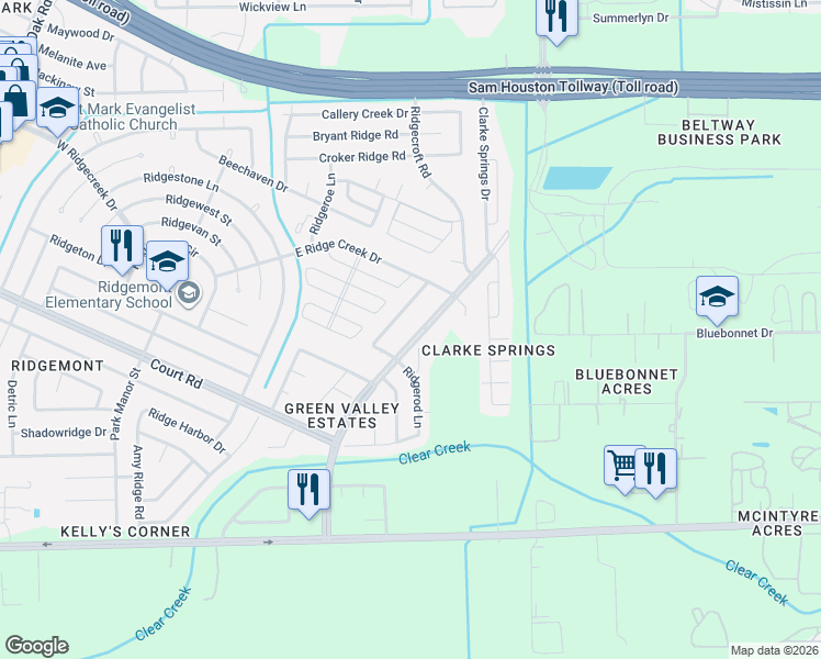 map of restaurants, bars, coffee shops, grocery stores, and more near in Houston