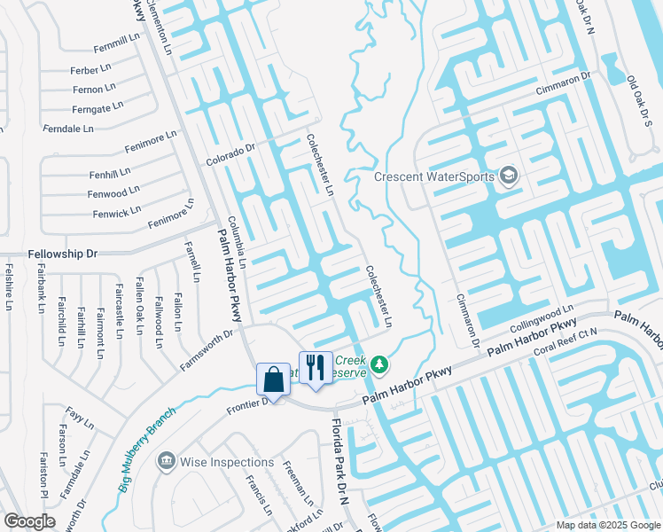 map of restaurants, bars, coffee shops, grocery stores, and more near 14 Collier Court in Palm Coast