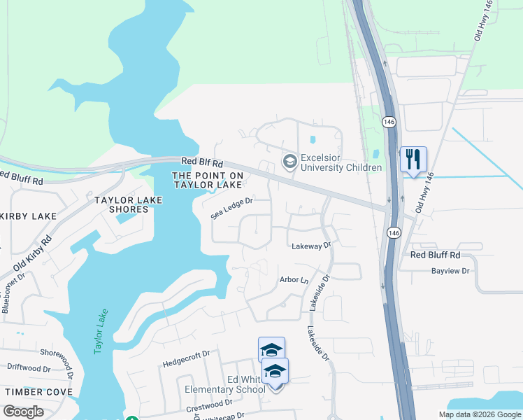 map of restaurants, bars, coffee shops, grocery stores, and more near 4102 Sea Ledge Court in Seabrook
