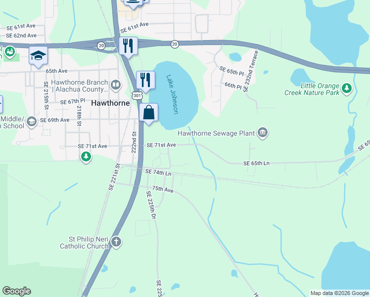map of restaurants, bars, coffee shops, grocery stores, and more near 22609 Southeast 71st Avenue in Hawthorne