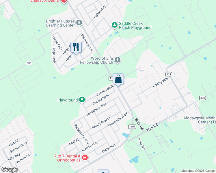map of restaurants, bars, coffee shops, grocery stores, and more near 556 Stonebrook Drive in Cibolo