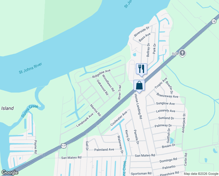 map of restaurants, bars, coffee shops, grocery stores, and more near 107 Woodlawn Road in Satsuma