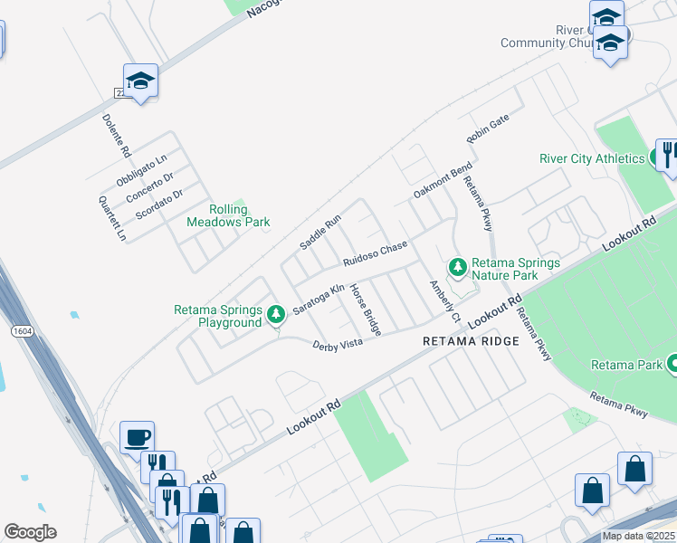 map of restaurants, bars, coffee shops, grocery stores, and more near 7814 Ruidoso Chase in Selma