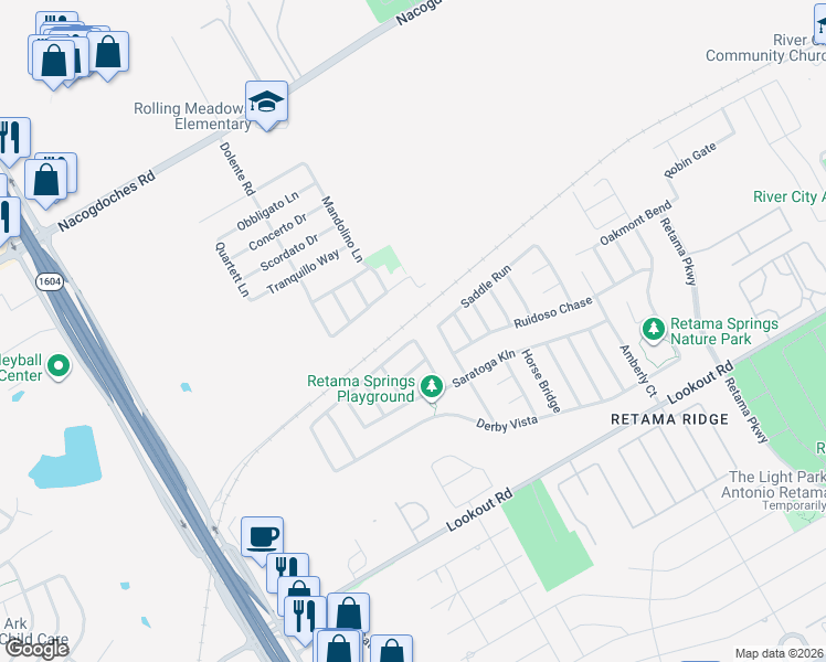 map of restaurants, bars, coffee shops, grocery stores, and more near 7739 Derby Run in Selma