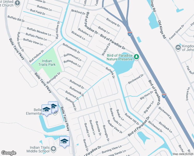 map of restaurants, bars, coffee shops, grocery stores, and more near 16 Burland Place in Palm Coast