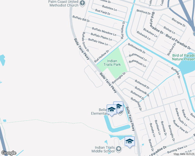 map of restaurants, bars, coffee shops, grocery stores, and more near 5750 Belle Terre Parkway in Palm Coast