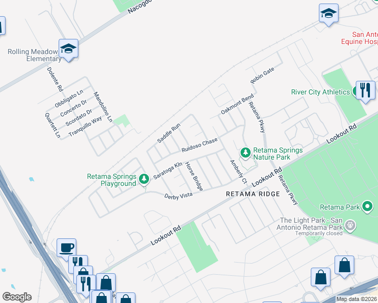 map of restaurants, bars, coffee shops, grocery stores, and more near 7834 Ruidoso Chase in Selma