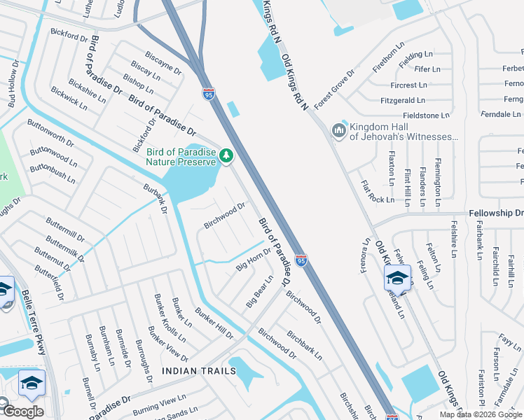 map of restaurants, bars, coffee shops, grocery stores, and more near 157 Bird of Paradise Drive in Palm Coast