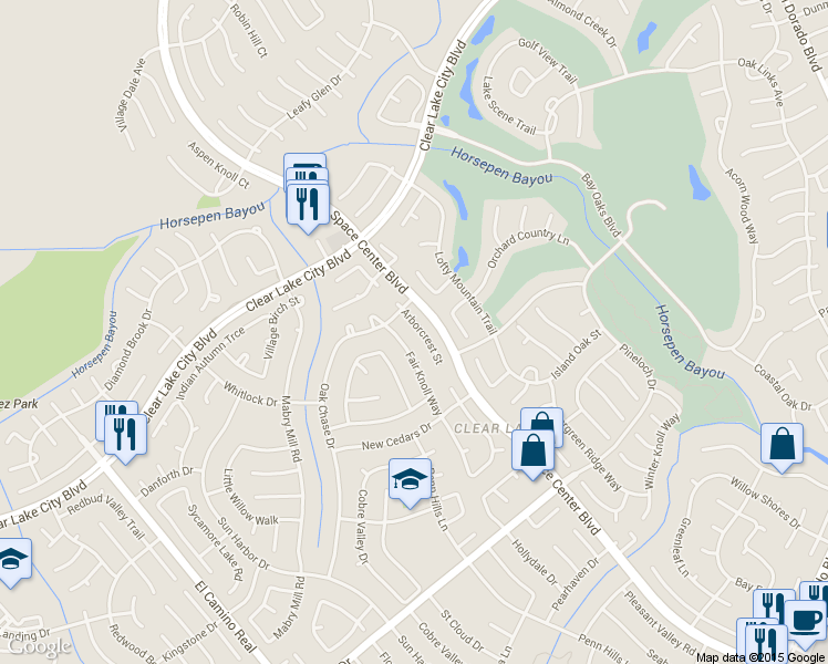 map of restaurants, bars, coffee shops, grocery stores, and more near 14318 Arborcrest Street in Houston
