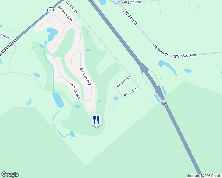 map of restaurants, bars, coffee shops, grocery stores, and more near 6918 Southwest 30th Way in Gainesville