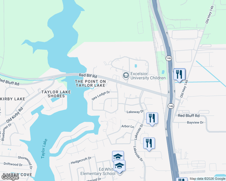 map of restaurants, bars, coffee shops, grocery stores, and more near 4102 Sea Ledge Court in Seabrook