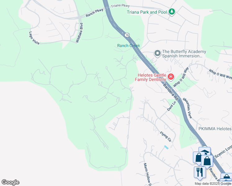 map of restaurants, bars, coffee shops, grocery stores, and more near 15656 Escarpment Oak in Helotes