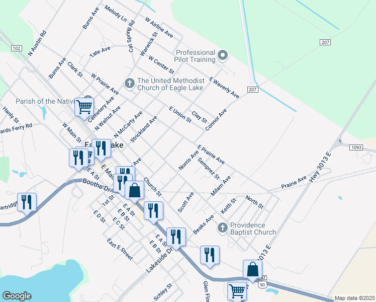 map of restaurants, bars, coffee shops, grocery stores, and more near 506 Westmoreland Avenue in Eagle Lake
