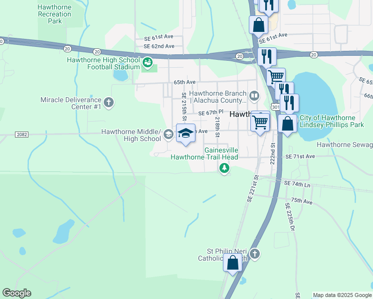 map of restaurants, bars, coffee shops, grocery stores, and more near 21403 Southeast 69th Avenue in Hawthorne
