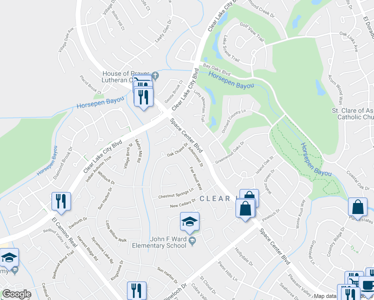 map of restaurants, bars, coffee shops, grocery stores, and more near 14306 Arborcrest Street in Houston