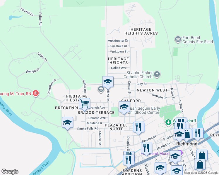 map of restaurants, bars, coffee shops, grocery stores, and more near 1008 Collins Road in Richmond