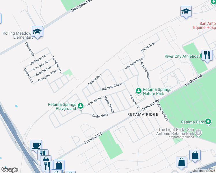 map of restaurants, bars, coffee shops, grocery stores, and more near 7834 Ruidoso Chase in Selma