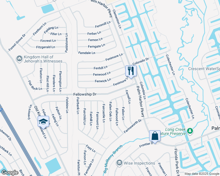 map of restaurants, bars, coffee shops, grocery stores, and more near 118 Fenimore Lane in Palm Coast
