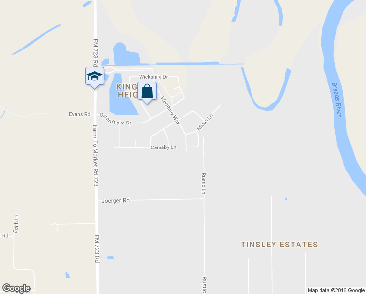 map of restaurants, bars, coffee shops, grocery stores, and more near 5923 Carnaby Lane in Rosenberg