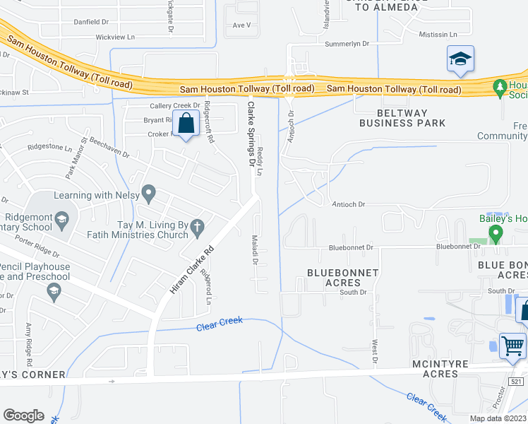 map of restaurants, bars, coffee shops, grocery stores, and more near 15911 Clarke Springs Drive in Houston