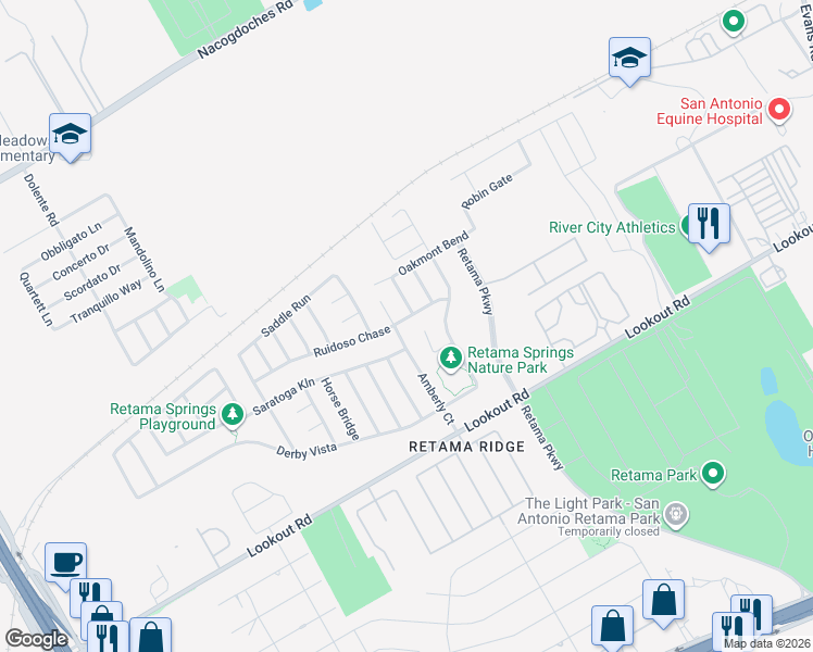 map of restaurants, bars, coffee shops, grocery stores, and more near 16507 Caballo Valley in Selma