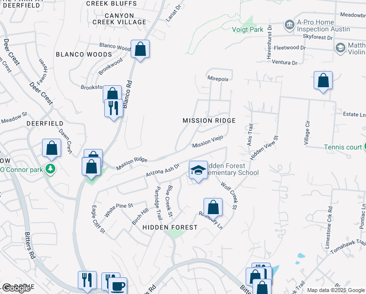 map of restaurants, bars, coffee shops, grocery stores, and more near 15914 Alsace in San Antonio