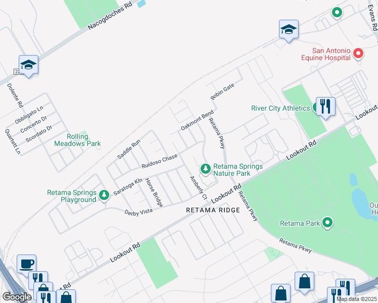 map of restaurants, bars, coffee shops, grocery stores, and more near 8014 Ruidoso Chase in Selma