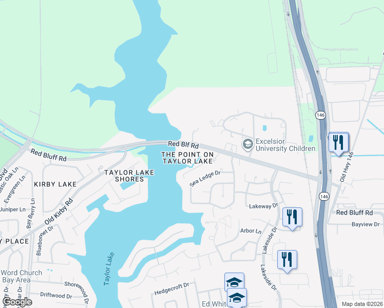 map of restaurants, bars, coffee shops, grocery stores, and more near 4100 Boardwalk Boulevard in Seabrook