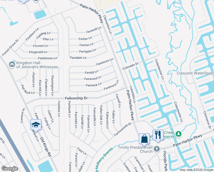 map of restaurants, bars, coffee shops, grocery stores, and more near 127 Fenimore Ln in Palm Coast