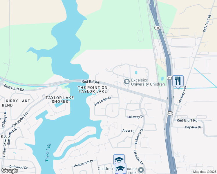 map of restaurants, bars, coffee shops, grocery stores, and more near 4461 Shady Lake Drive in Seabrook